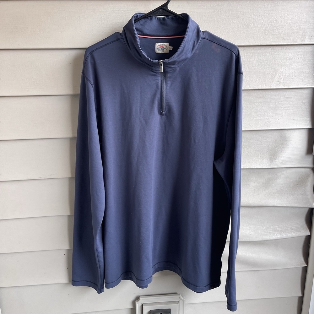 Faherty Movement Quarter Zip Blue Nights Mens‎ Size XL FLAW